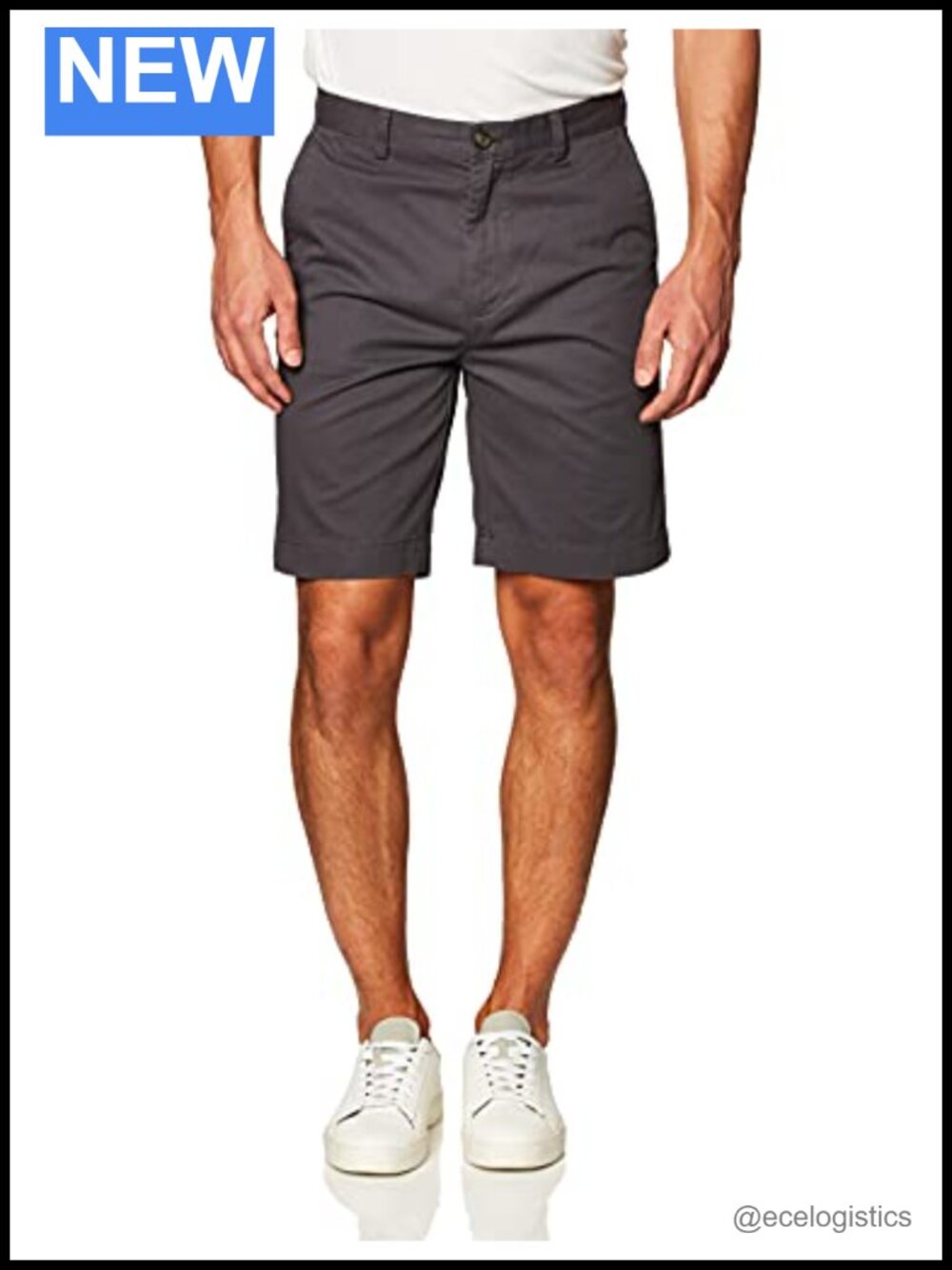 Men's Classic-Fit 9" Cotton Twill Chino Shorts with Button-Through Pockets